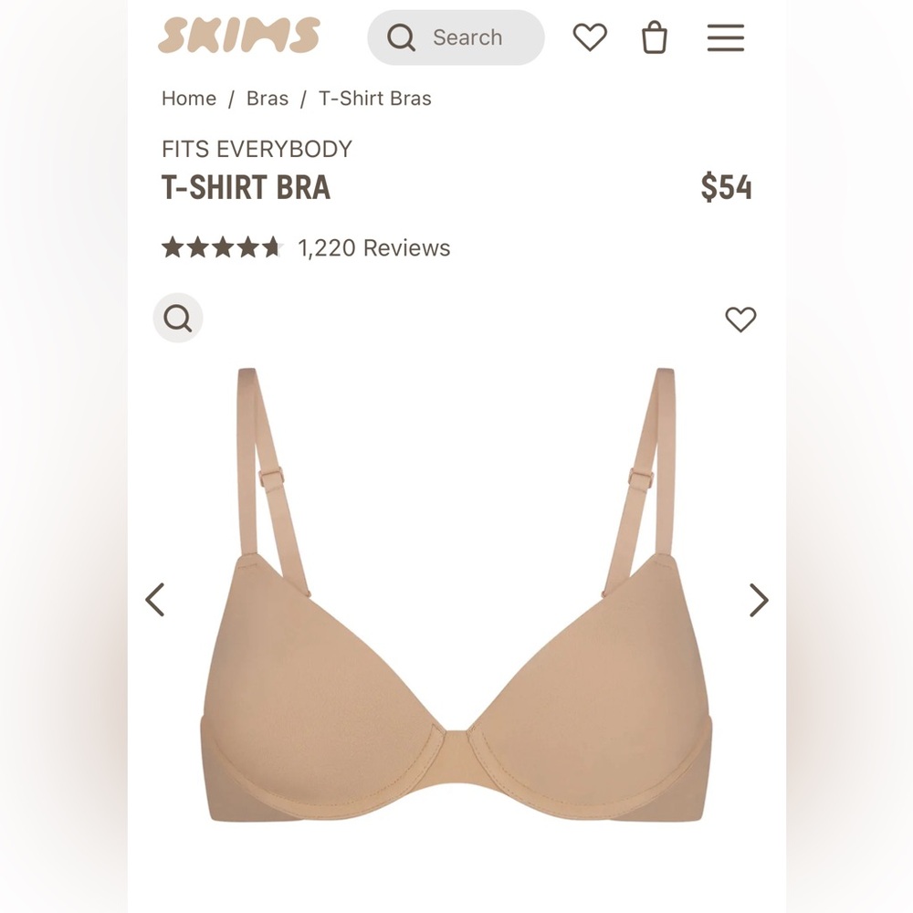 SKIMS FITS EVERYBODY T-SHIRT BRA | CLAY × 1